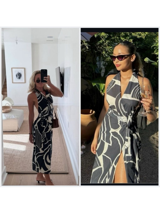 ZARA Dresses & Skirts - Blogger Favorite ZARA The Nicole Printed Abstract Halter Neck Wrap Midi Dress M